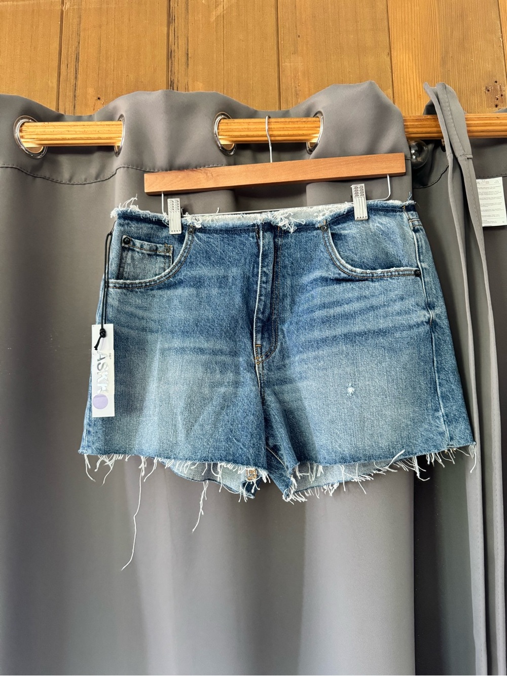 ASKK NY No Waistband Distressed Shorts in Dark Mojave